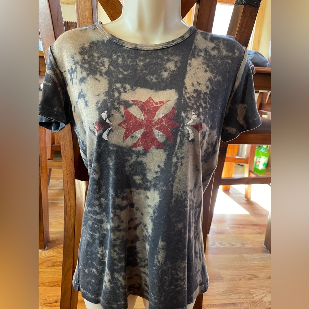 Sledge USA Women's XL Black Gray Distressed Graphic T Shirt Vintage Look